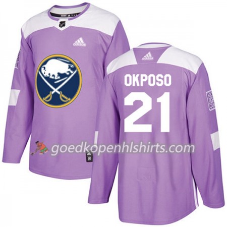 Buffalo Sabres Kyle Okposo 21 Adidas 2017-2018 Purper Fights Cancer Practice Authentic Shirt - Mannen